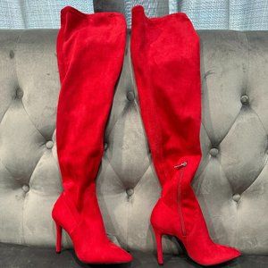 Jessica Simpson Thigh High Red Boots Women Size 5